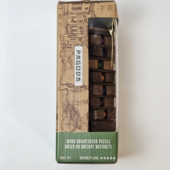 True Genius Pagoda Wooden Brainteaser Puzzle, NWT - Picture 2 of 7